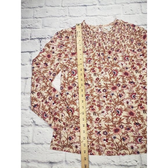 Lucky Brand Womens S/P Long-Sleeve Floral Top Back Keyhole - Picture 5 of 7